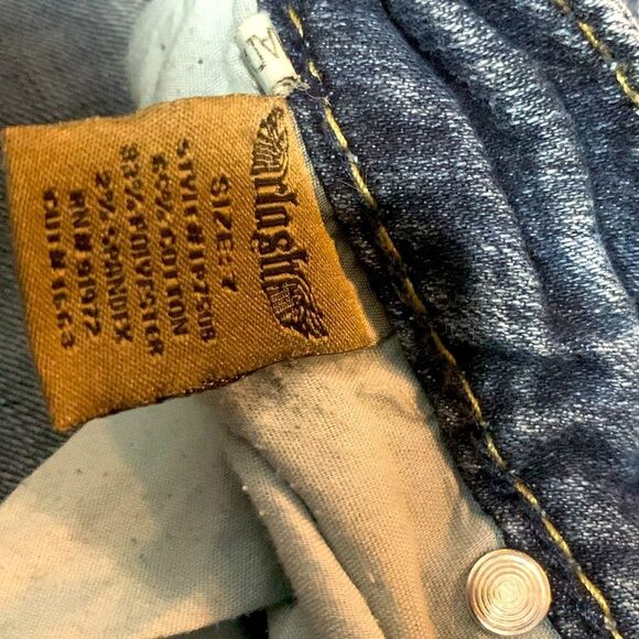 Clash Y2K Era Straight Leg Denim Jeans With Flap Pockets / Whipstitching Size 7 - Picture 11 of 16